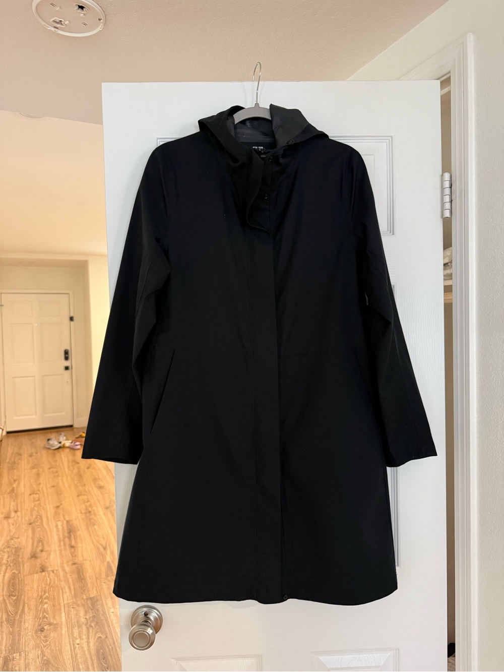 Uniqlo Black Women's Hooded Coat rain
